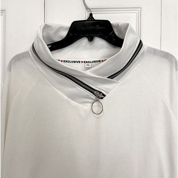 Exclusive brand unisex white sweatshirt XXL with zipper around the neck - Picture 2 of 7